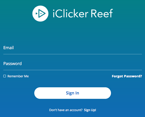create account screen shot from reef